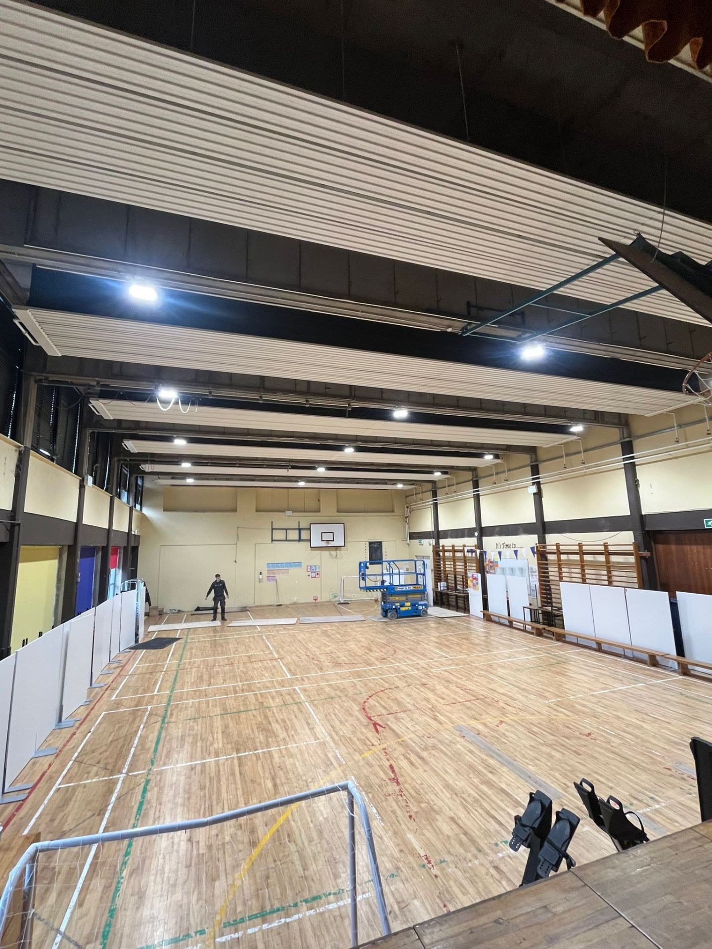 Sports hall ceiling lighting installation