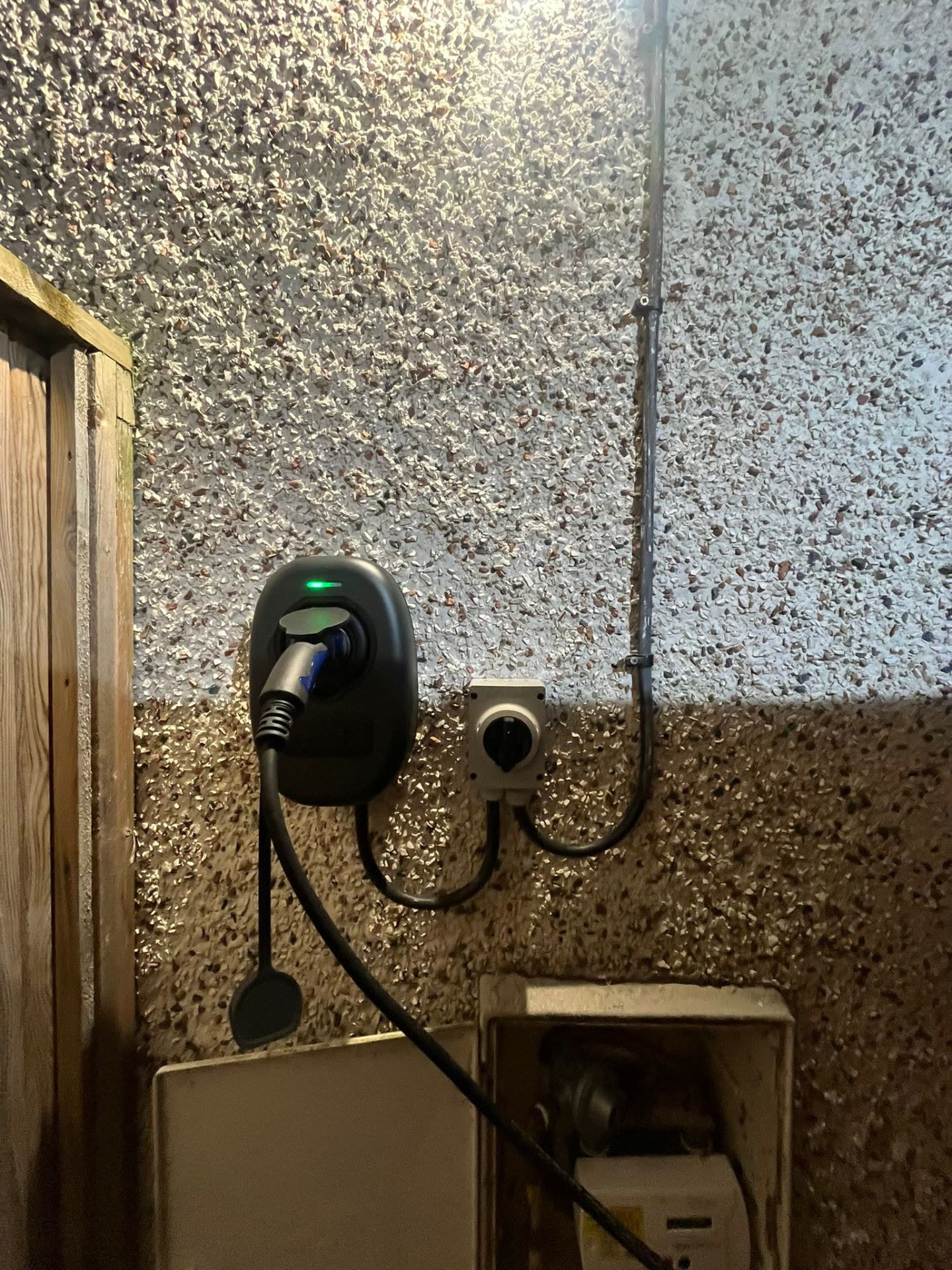 EV charger wall-mounted closeup