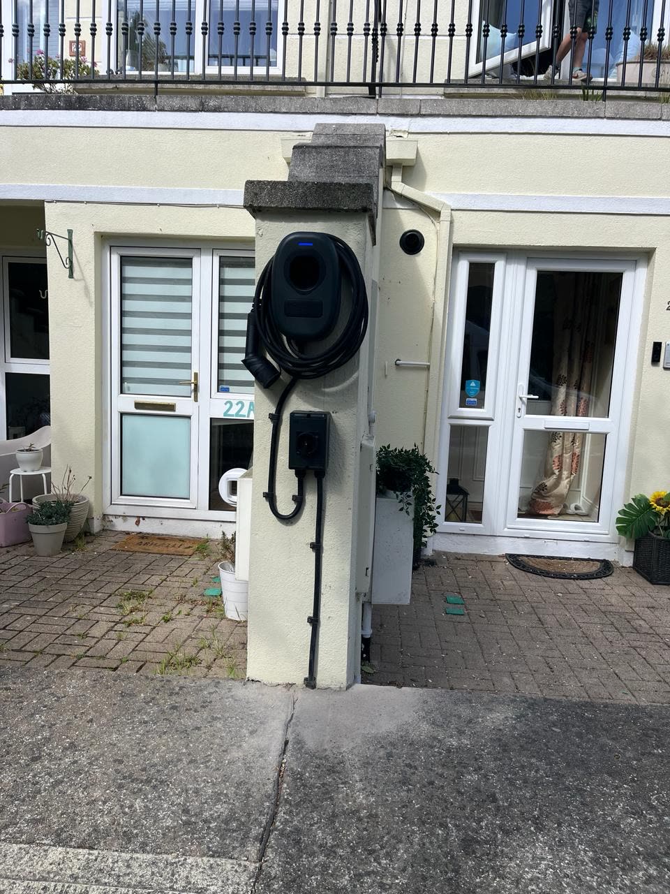 EV charger mounted on entrance pillar