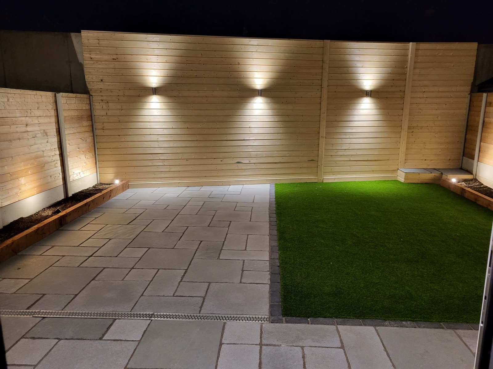 Garden patio wall lights installation