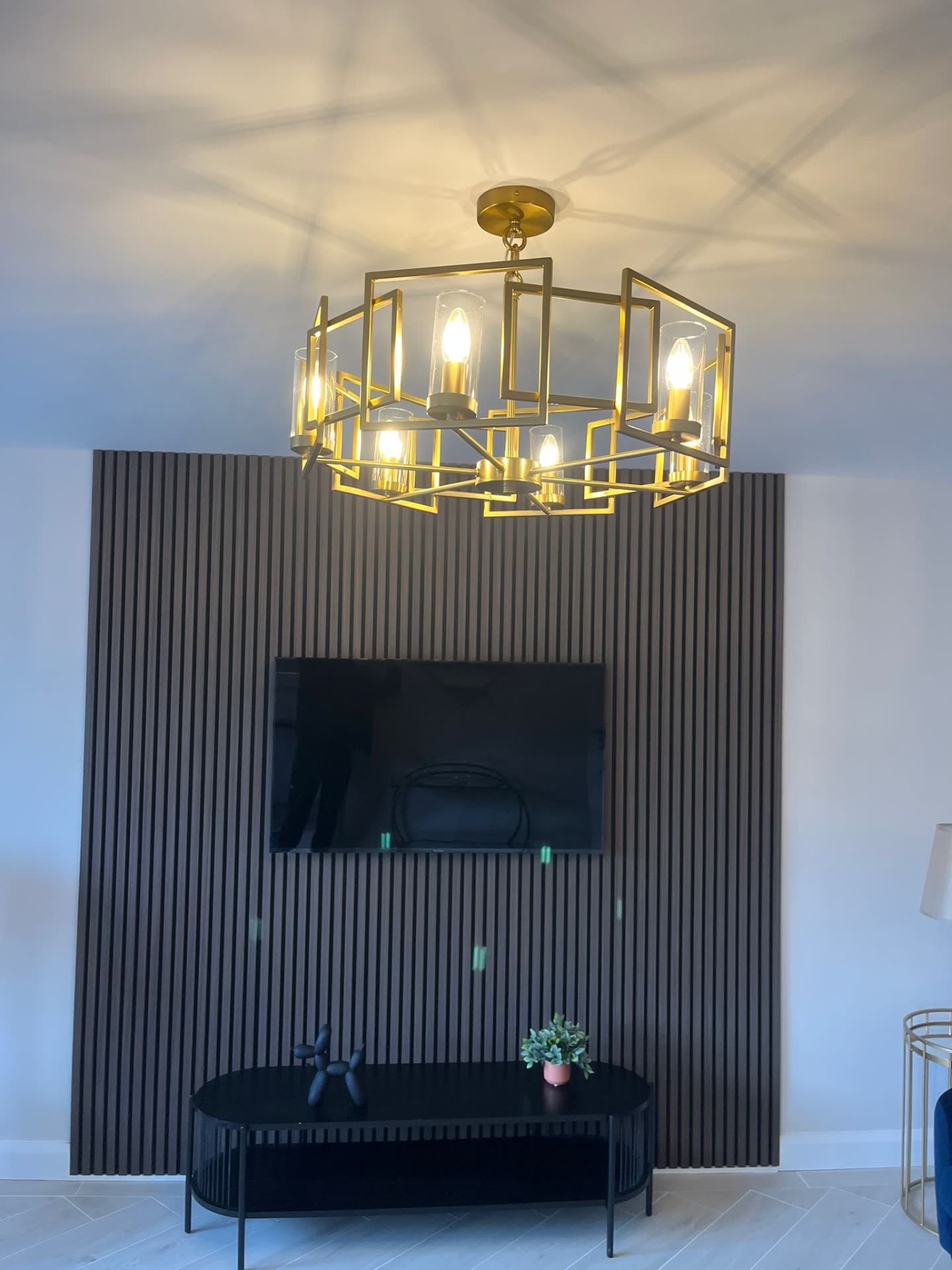 Living room chandelier installation