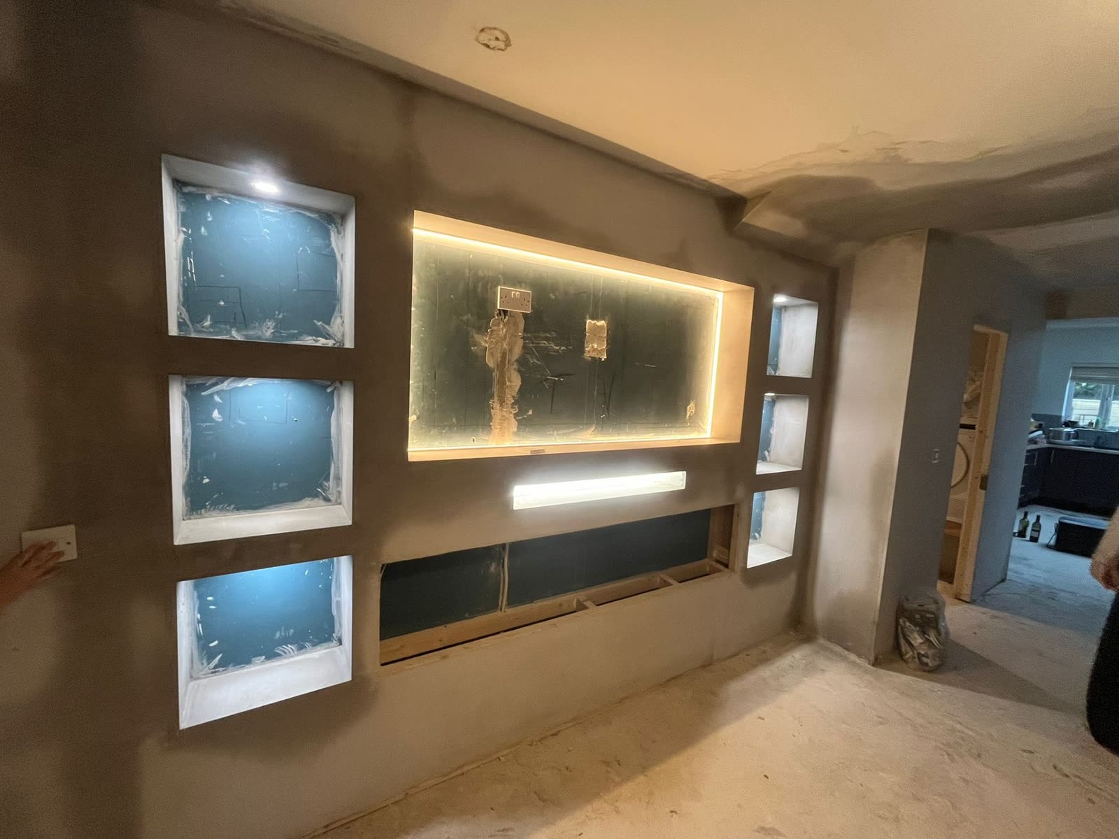 Media wall LED first fix installation